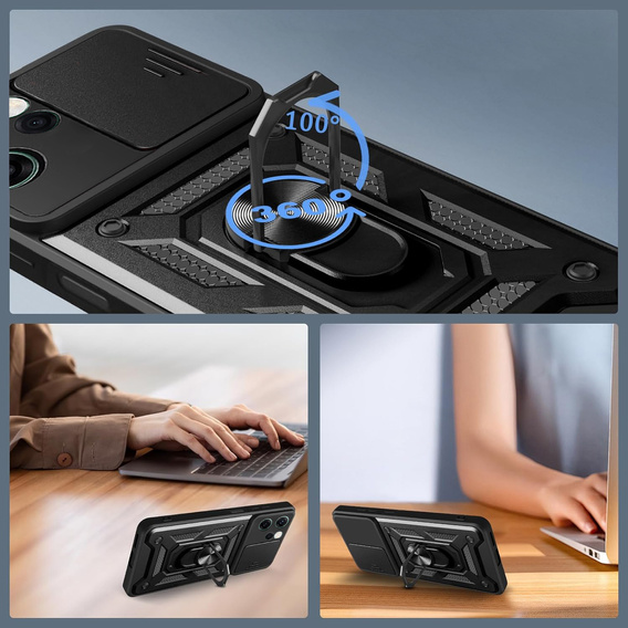 Etui pancerne do Oppo Reno 14 F / 14 FS, CamShield Slide, czarne