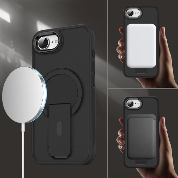Etui do Iphone 16E, Kickstand Matt Case, do MagSafe, czarne