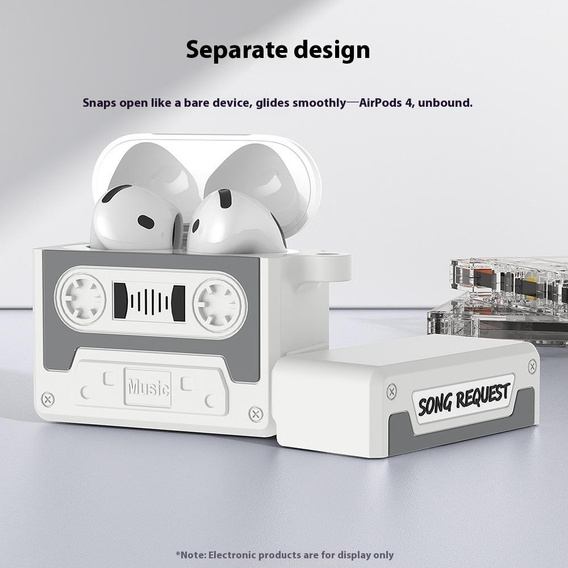 Etui silikonowe na Apple Airpods Pro 3, Kaseta Retro, szare