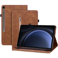 Etui do Samsung Galaxy Tab S9 FE, Wallet Pen Slot, Brązowy