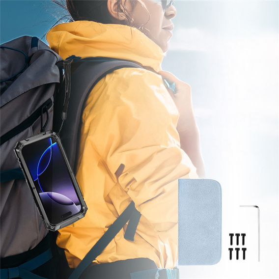 Etui R-JUST do iPhone 17 Pro z wbudowaną ochroną ekranu - czarne