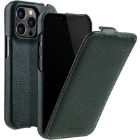 Etui MELKCO z klapką do iPhone 14 Pro, skórzane, flip, ciemnozielone