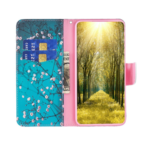 Etui z klapką do Xiaomi Redmi 12 4G, Wallet, Sakura niebieskie
