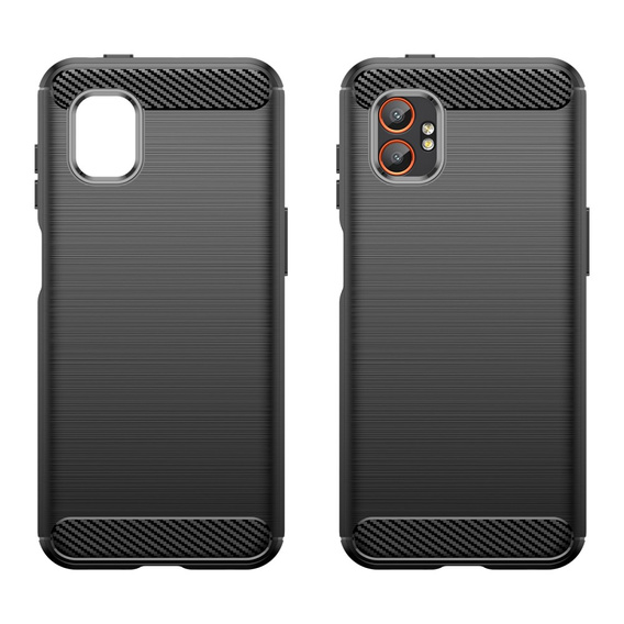 Etui ochronne do Samsung Galaxy Xcover 7 Pro – czarne, tekstura włókna węglowego, szczotkowane wykończenie