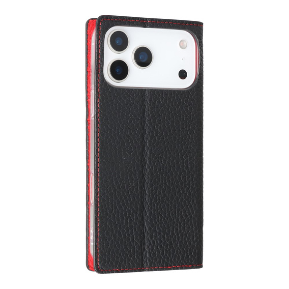 Etui z klapką do iPhone 17 Pro Max, Litchi Skin Grain, czarne
