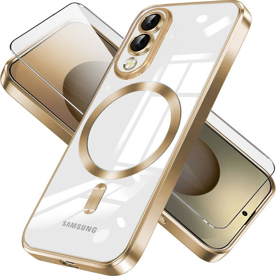 Etui do Samsung Galaxy S25 Edge, Electro MagSafe, złote + Szkło na ekran