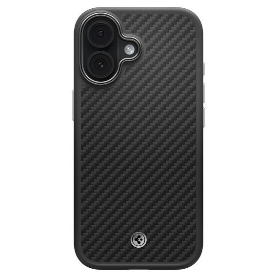 Etui Spigen do iPhone 17, Enzo Aramid MagSafe, carbon czarne / srebrne