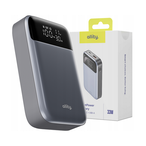Allity Power Bank APB-200 PD QC 33W 10000 mAh – szary
