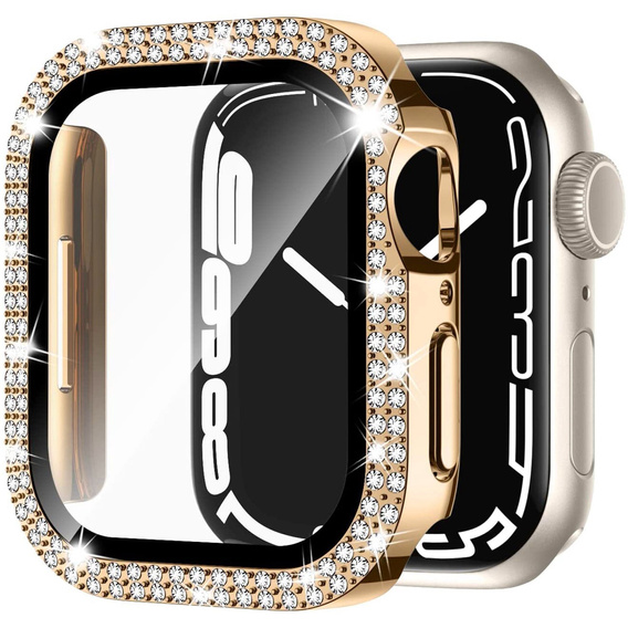 2w1 Etui + Szkło Hartowane do Apple Watch 4/5/6/SE 44mm, Złote