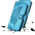 Etui z klapką do Oppo Reno 14 F / 14 FS, z wytłoczonym wzorem motyla, niebieskie