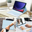 Etui z klawiaturą do Samsung Galaxy Tab S10 Lite / S10 FE / S9 FE, Leather Pen Slot, jasnoniebieskie