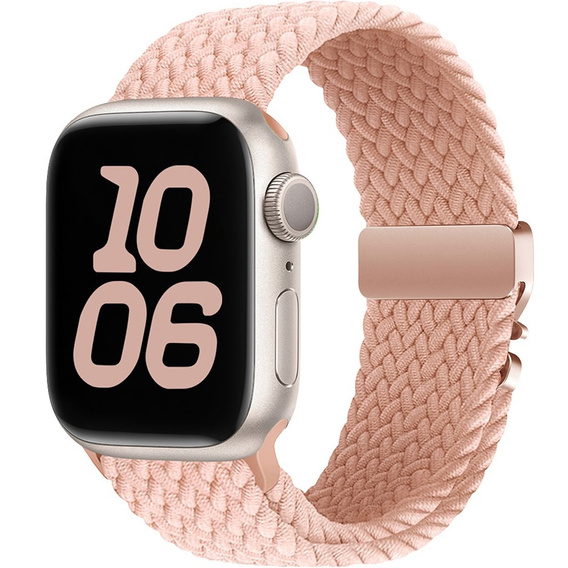 Pleciony Pasek Nylonowy z Klamrą do Apple Watch 1/2/3/4/5/6/7/8/9/10/11/SE 38/40/41/42mm – Różowy