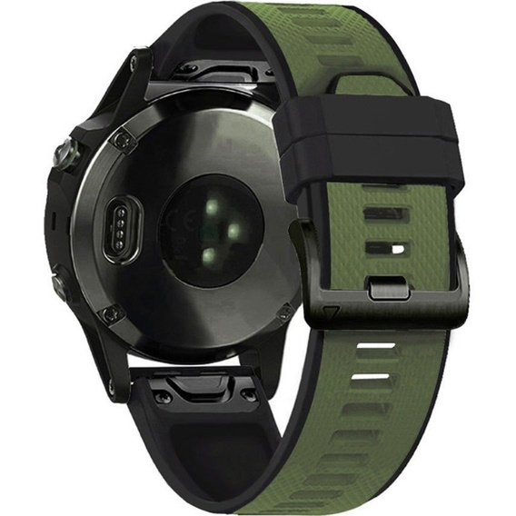Pasek Silikonowy Quickfit 22mm do Garmin, Zielony / Czarny