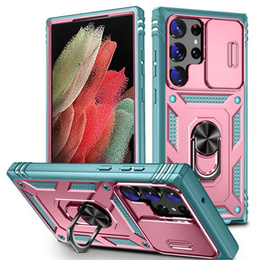 Etui pancerne do Samsung Galaxy S24 Ultra, CamShield Slide, zielone / różowe