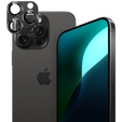 Szkło na aparat do iPhone 16 Pro / 16 Pro Max, czarna metalowa nakładka ERBORD