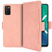 Etui z klapką do Samsung Galaxy A03s, Card Slot, różowe