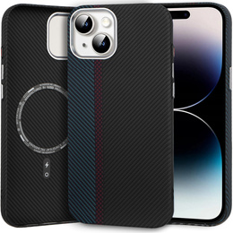 Etui do iPhone 14, Carbon Fiber MagSafe, czarne / niebieskie