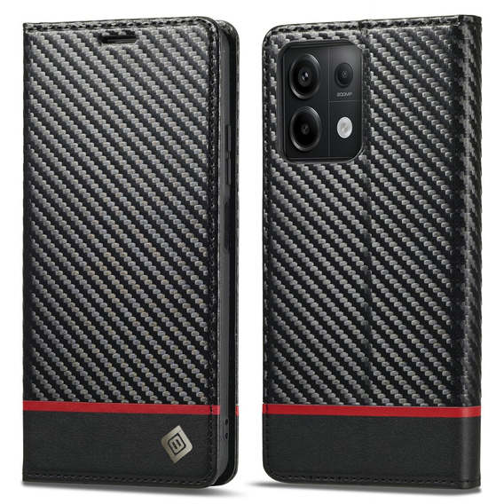 Etui z klapką do Xiaomi Redmi Note 13 Pro 4G / Xiaomi Redmi Note 14S / Xiaomi Poco M6 Pro 4G, Carbon LC.IMEEKE, czarne