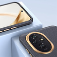 Etui skórzane do Honor 200 Pro 5G – czarne, z metalową ramką na aparat
