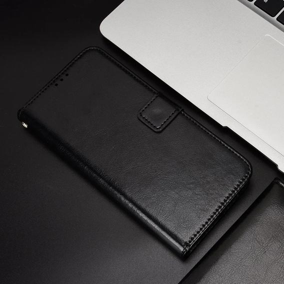 Etui z klapką do Xiaomi Poco F6 Pro, Crazy Horse Wallet, czarne