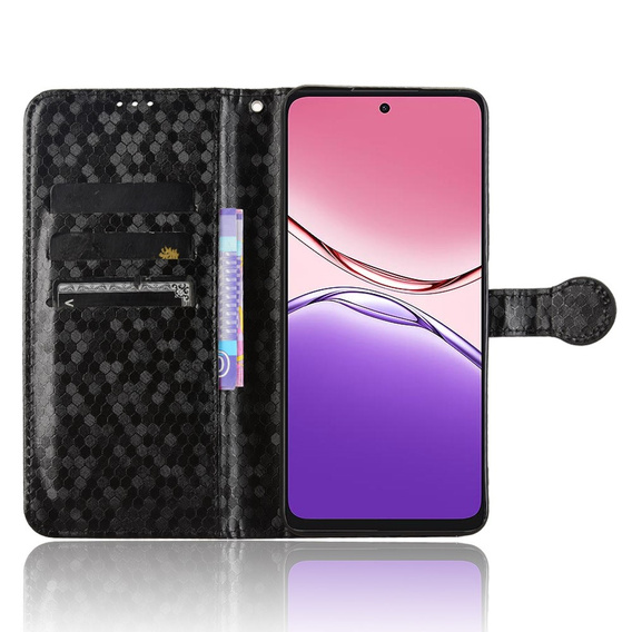 Etui z klapką do Oppo A5 Pro 5G, Wallet Rhombus, czarne
