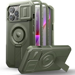 Etui Dexnor do iPhone 13 Pro – magnetyczne, z przesuwaną osłoną aparatu - zielone