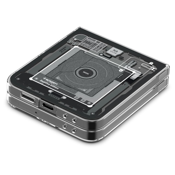 Etui Spigen do Samsung Galaxy Z Flip7 FE / Z Flip6, Airskin Zeron One, Przezroczyste / Brokatowe