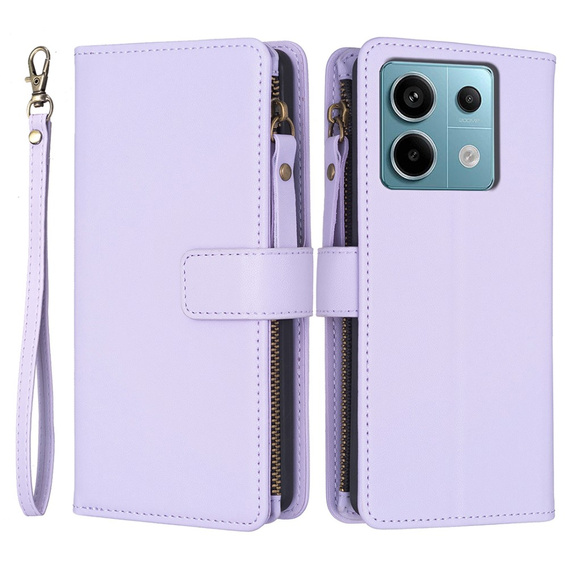 Etui z klapką do Xiaomi Redmi Note 13 Pro 4G / Xiaomi Redmi Note 14S / Xiaomi Poco M6 Pro 4G, Wallet Zipper Pocket, fioletowe
