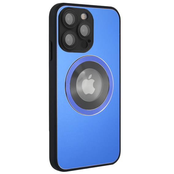Zestaw Etui do Magsafe do iPhone 14 Pro, Hole for Apple Logo, niebieskie + Szkło