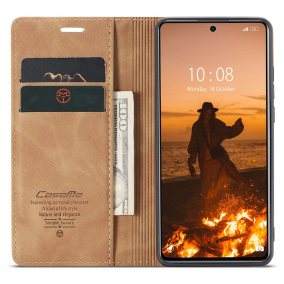 Etui CASEME do Xiaomi 12 Lite, Leather Wallet Case, brązowe