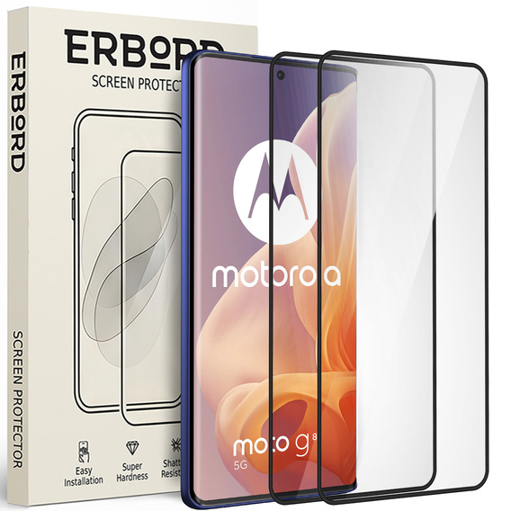 2x Szkło Hartowane do Motorola Moto G85, ERBORD 3D pełne, szybka na cały ekran