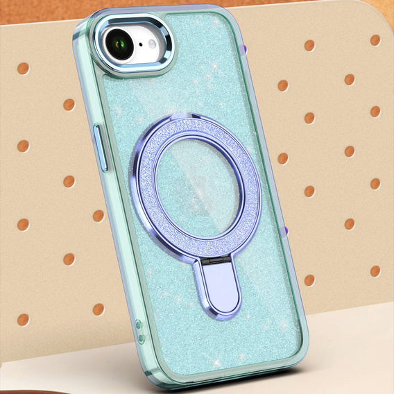 Etui do iPhone 16e, Glittery Magnetic Kickstand, niebieskie