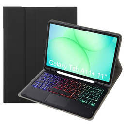 Etui z podświetlaną klawiaturą Bluetooth i touchpadem do Samsung Galaxy Tab A11+ – czarne