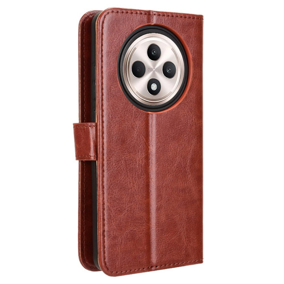 Etui z klapką do Oppo Reno 12FS / 12F, Crazy Horse Wallet, brązowe