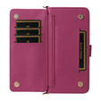 Etui z klapką do Oppo Reno 13F 5G, Crossbody Leather Wallet, bordowe