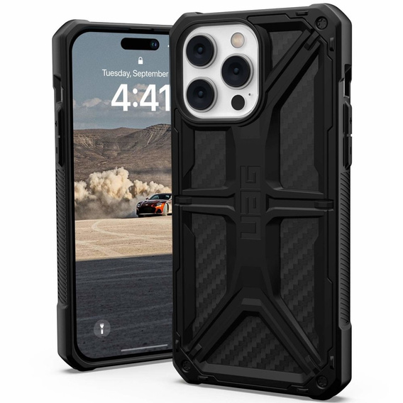 Etui Urban Armor Gear do iPhone 14 Pro Max, Monarch, Carbon czarne