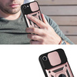 Etui pancerne do iPhone 16E, CamShield Slide, różowe + Szkło Hartowane 9H