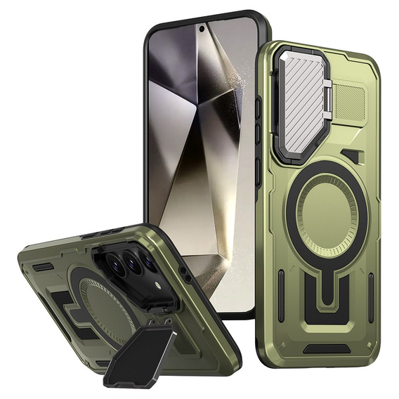 Etui do Samsung Galaxy S24 FE, Military MagSafe with camera protection, zielone