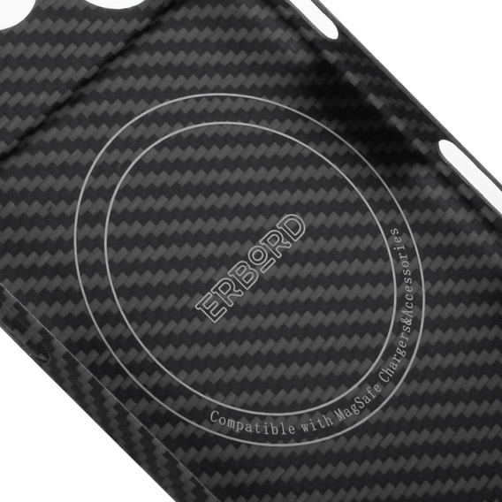 Etui do iPhone 17 Pro, ERBORD Full Kevlar, do MagSafe, czarne