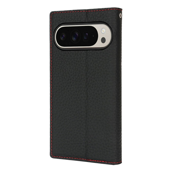 Etui z klapką do Google Pixel 10 Pro XL, Litchi Skin Grain, czarne