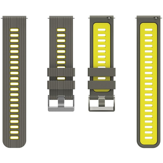 Pasek Silikonowy Uniwersalny 22mm, Szary / Żółty