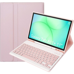 Etui z klawiaturą do Samsung Galaxy Tab A11+, Leather Pen Slot, różowe