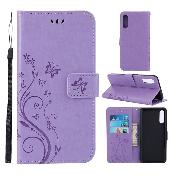 Etui z klapką do Samsung Galaxy A50 / A30s, Butterfly, fioletowe