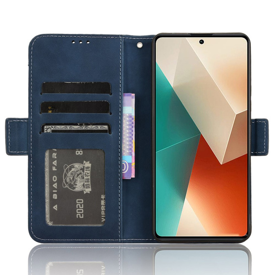 Etui z klapką do Xiaomi Redmi Note 13 5G, Card Slot, niebieskie