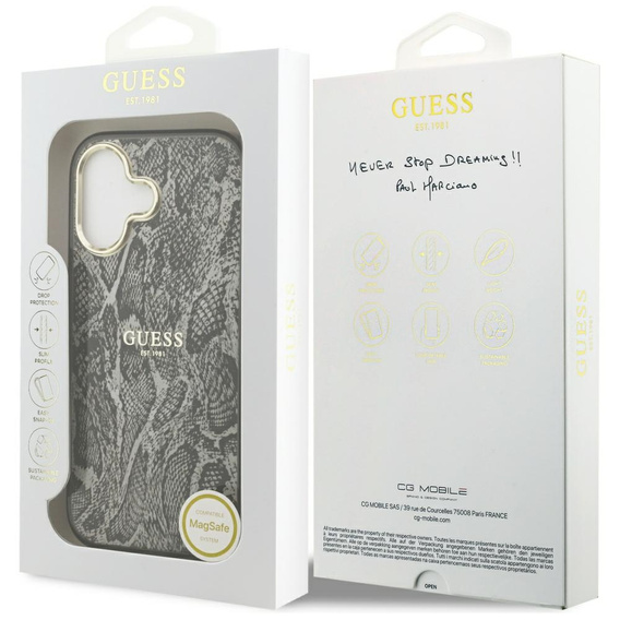 Etui GUESS do iPhone 17, Python Pattern MagSafe, czarne