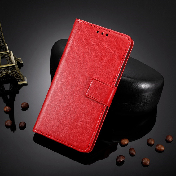 Etui z klapką do Xiaomi Redmi 12C, Crazy Horse Wallet, czerwone