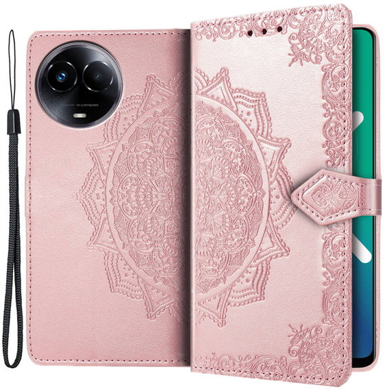 Etui z klapką do Realme 11 5G, Mandala, różowe rose gold