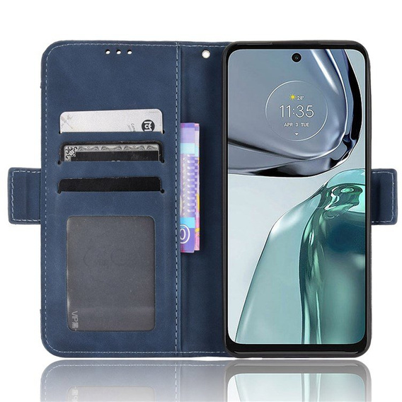 Etui z klapką do Motorola Moto G62 5G, Card Slot, niebieskie