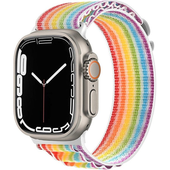 Pasek Nylonowy do Apple Watch 1/2/3/4/5/6/7/8/9/10/11/SE Ultra 1/2/3 42/44/45/46/49mm, Tęczowy
