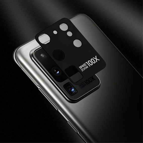 Metalowa Osłona + szkło na Aparat do Samsung Galaxy S20 Ultra - Black